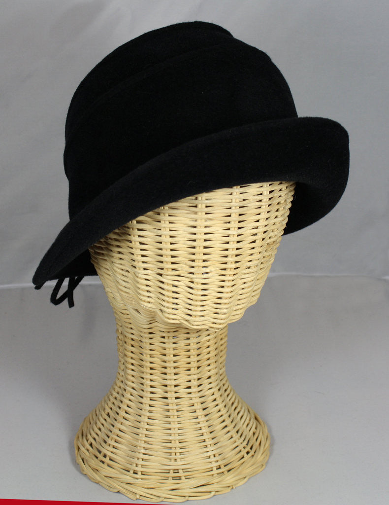 Black Felt Hat With Bow