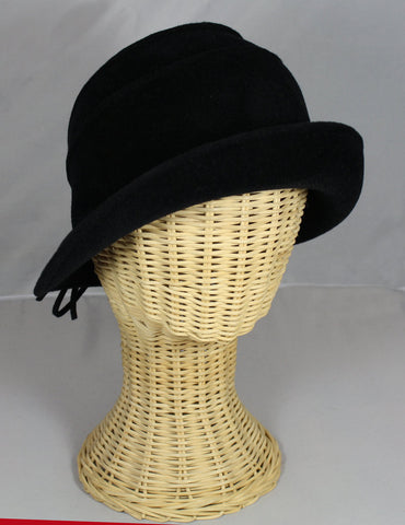 Black Felt Hat With Bow
