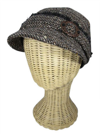 Jeanne Jockey Cap – Loose Tweed